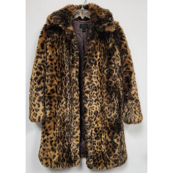 J. CREW Womens Faux-Fur Leopard Animal Print Coat-Size XXS - Picture 2 of 11